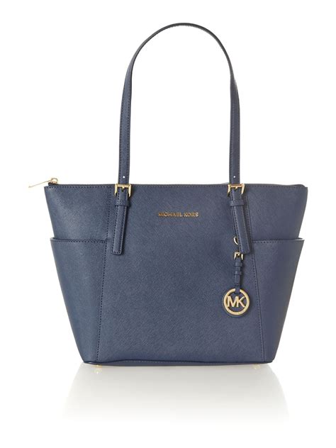 michael kors jet set item navy small tote bag|Michael Kors bag with airplanes.